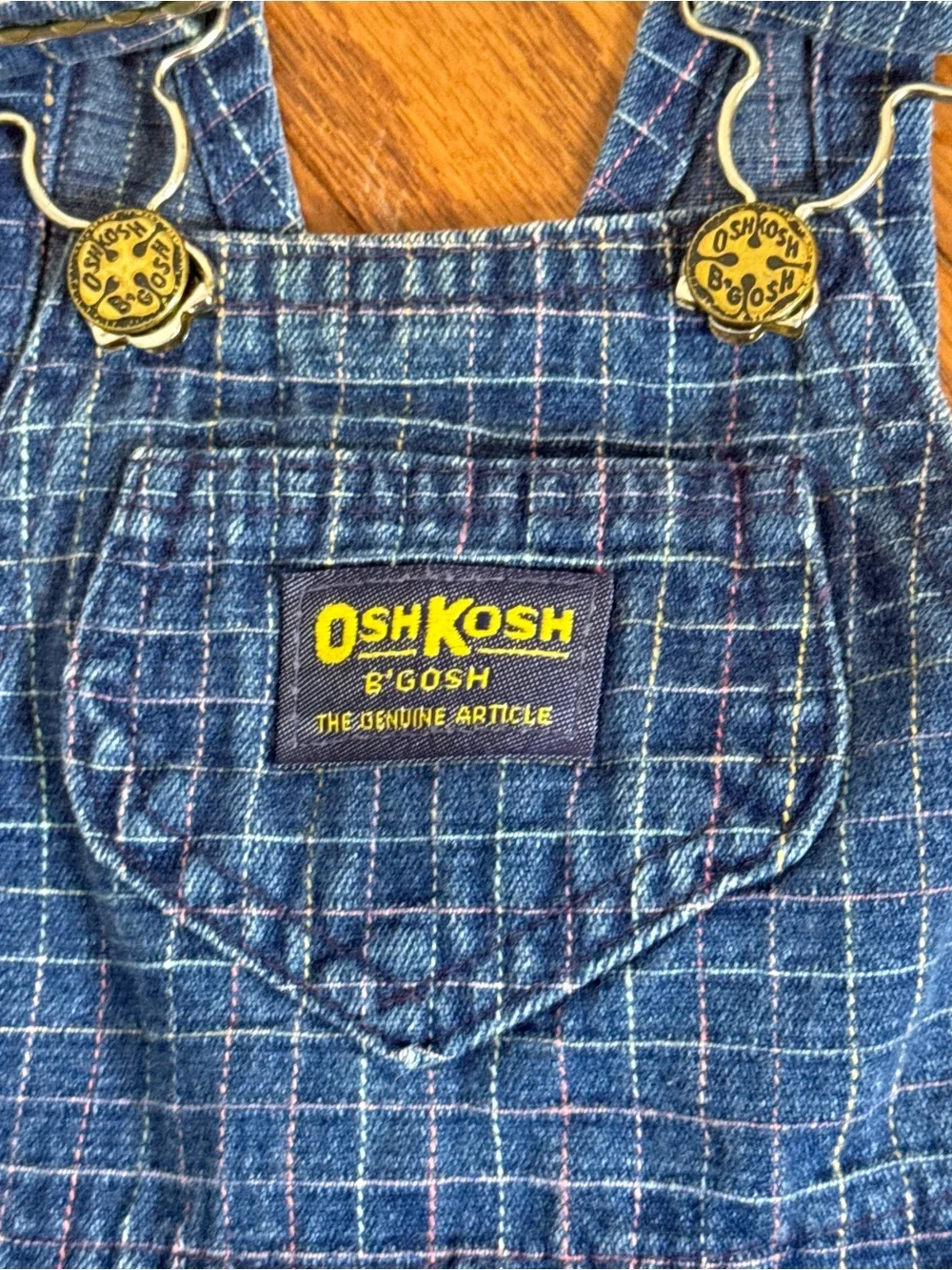 Oshkosh B’ Gosh 90s Rare Plaid Denim Overalls Size 12M